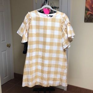 WhoWhatWear lined linen dress. Tan and Cream checks. Size XL.
